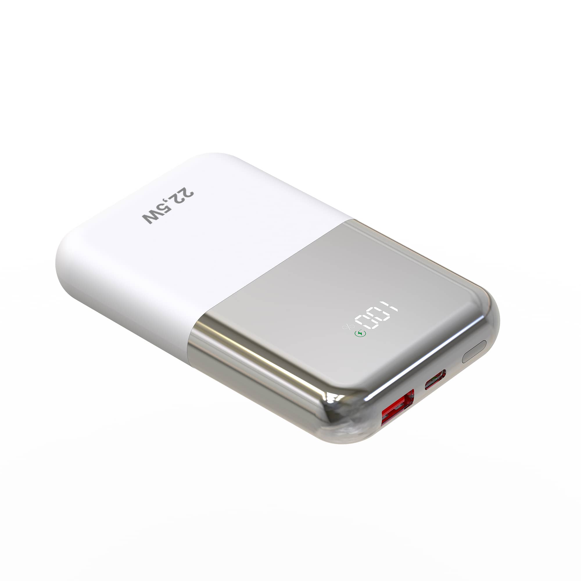 Powerbank Leotec 20 000 MAh - Charge Rapide 22.5W - 3 Ports (USB-C Et USB-A) - Compacte Et écran Numérique - Blanc
